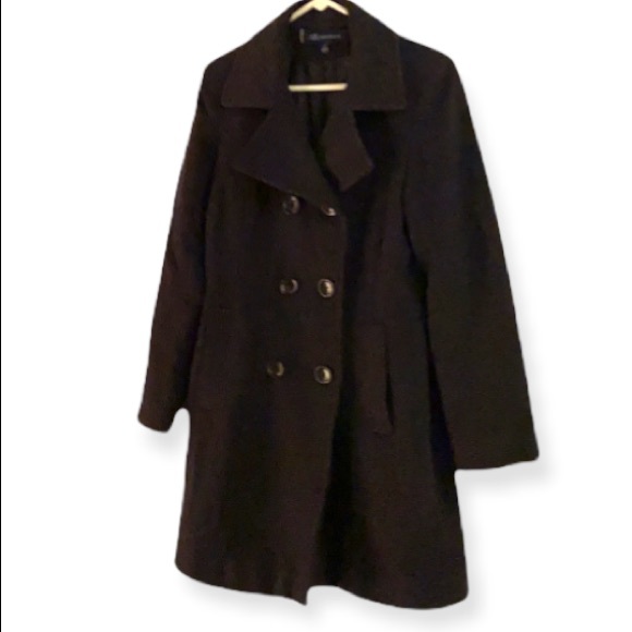 ANNE KLEIN Grey/Black Wool Winter Pea Coat!!! - Picture 2 of 5